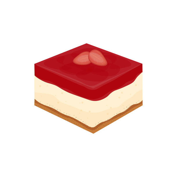 Erdbeergeschmack Käsekuchen Box Vektor Illustration logo - Vektor, Bild