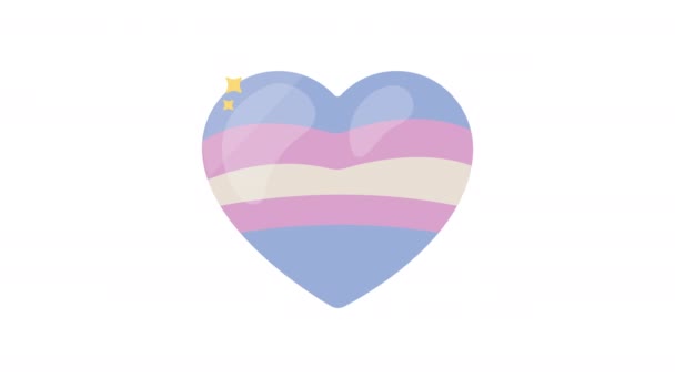 bandera transgénero en la animación del corazón 4k video animado - Imágenes, Vídeo