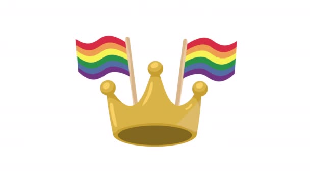 lgtbiq community flag with crown animation 4k video animated - Footage, Video