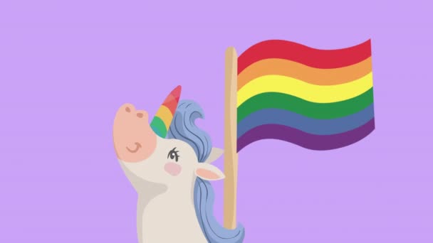 lgtbiq community flag waving animation 4k video animated - Footage, Video
