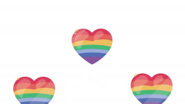 lgtbiq bandera de la comunidad en la animación de corazones 4k video animado - Imágenes, Vídeo