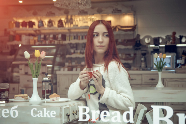 young woman in cafe - Photo, Image