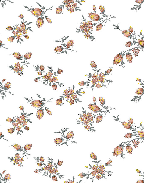 Seamless small flower pattern on white background - Foto, Imagen