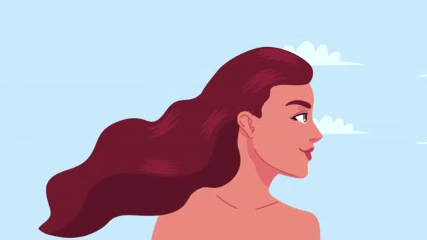 Mutlu kızıl saçlı kadınlar çıplak animasyon 4K video animasyonu - Video, Çekim