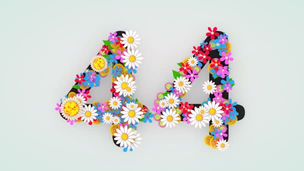 Numerical digit floral animation, 44. - Footage, Video