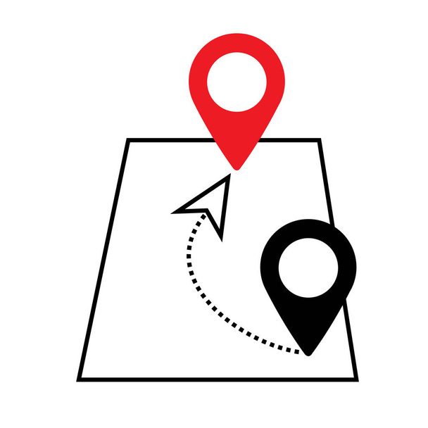 A vector illustration of route icon with black and red location icons - Vektor, obrázek