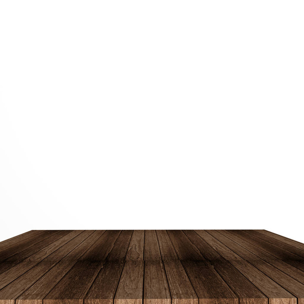 Old Wood table top, shelf or counter surface isolated on transparent background. Empty desk, a brown wood planks, pier or deck - Photo, Image