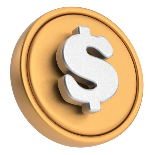 Dollar sign. 3D coin. 3D illustration. - Photo, Image