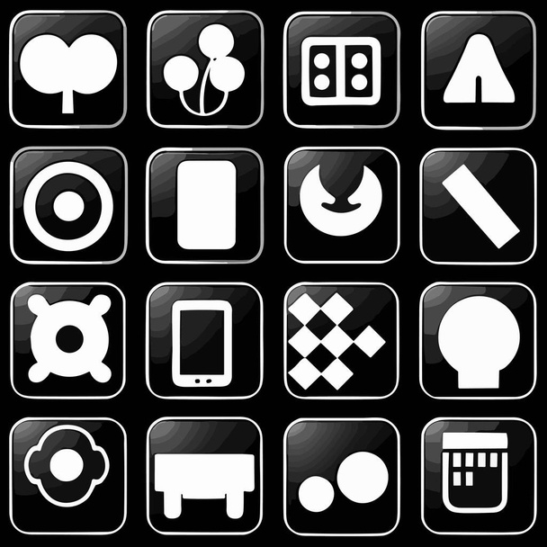 Set of mobile app icons black and white vector user interface - Вектор,изображение