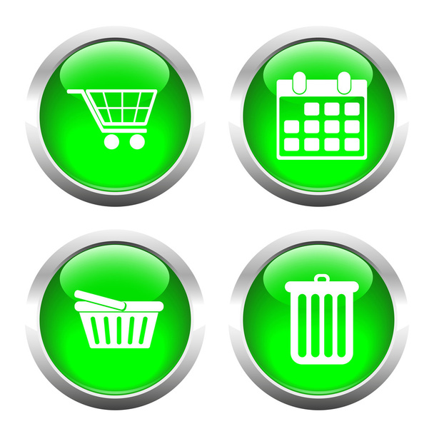 Set of colored buttons for web, cart, shopping, calendar, garbag - Vetor, Imagem