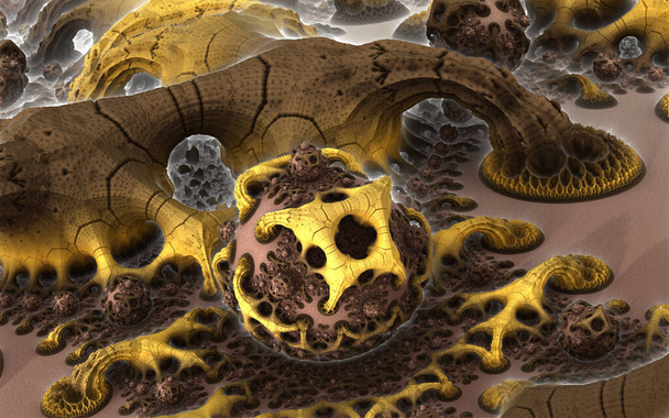 la superficie de un virus o un planeta alienígena bajo un sol alienígena 3d representación - Foto, Imagen
