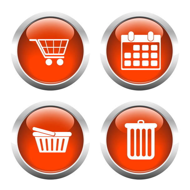 Set of colored buttons for web, cart, shopping, calendar, garbag - Διάνυσμα, εικόνα