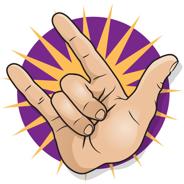 Pop Art Rock and Roll Hand Sign. - Vector, Image