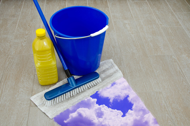  čistící prostředky na staré podlahy - Fotografie, Obrázek