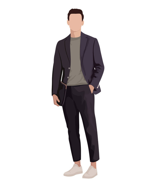 A man in a business suit on a white background. Vector illustration in flat style - Vecteur, image