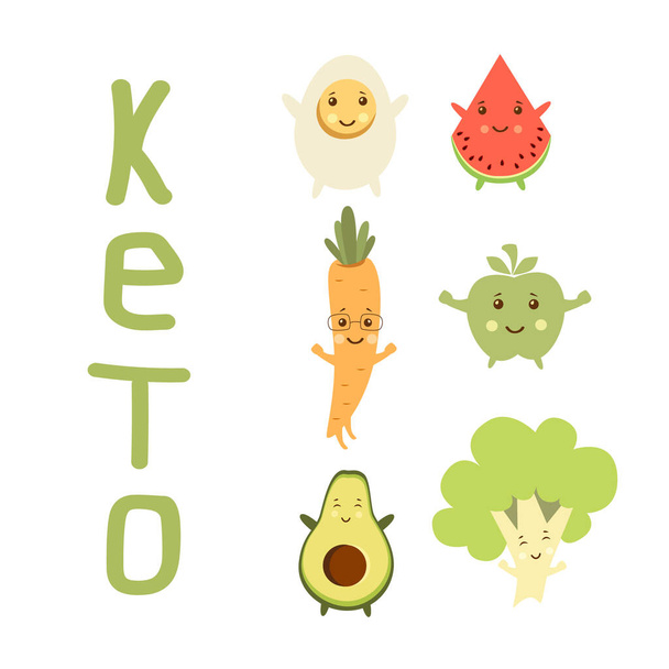 Vector illustratie van een reeks producten voor het keto dieet. - Vector, afbeelding