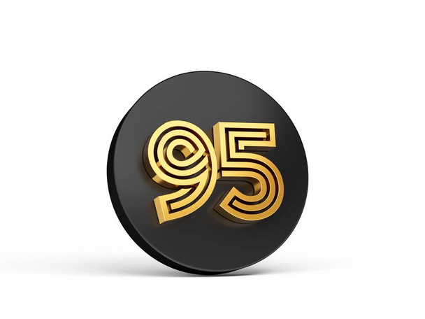 A black and golden modern 3D illustration of the letter ninety five on a white background - Zdjęcie, obraz