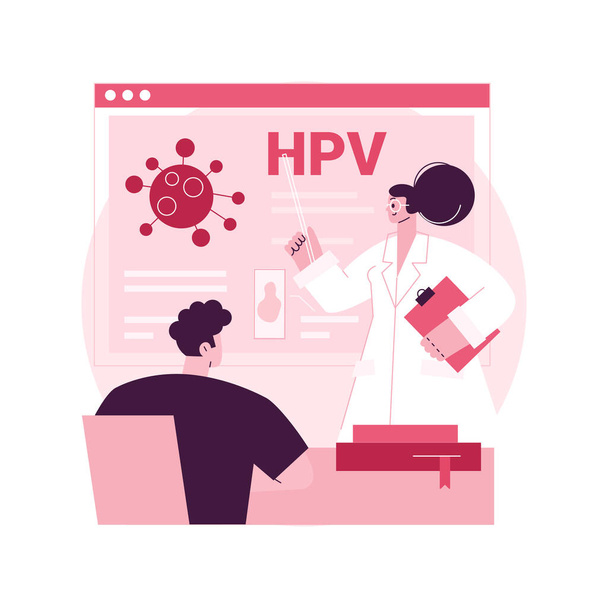 Programmi educativi HPV illustrazione astratta del vettore concettuale. Programmi di sensibilizzazione HPV, papillomavirus umano spiegato, educazione sanitaria, consultazione online, informazioni sui virus metafora astratta. - Vettoriali, immagini