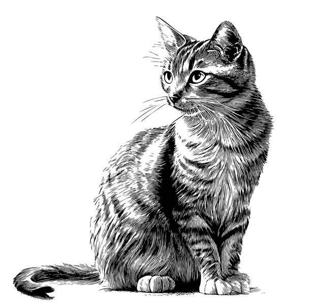 Macska vázlat kézzel rajzolt -ban firka stílus illusztráció - Vektor, kép