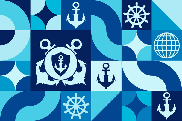 National Maritime Day. Seamless geometric pattern. Template for background, banner, card, poster. Vector EPS10 illustration - Vector, Image
