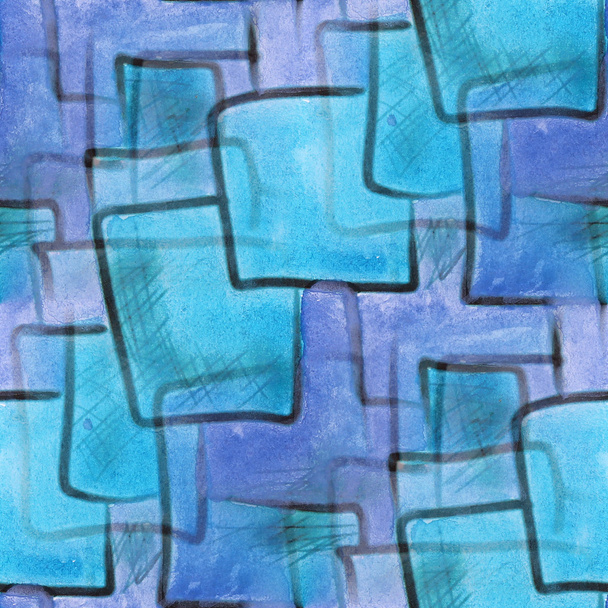 manchas acuarela azul cuadrados pintura fondo sin costuras
 - Foto, Imagen