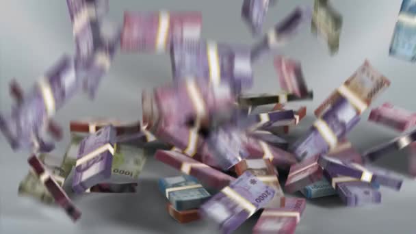 Chile Money - Peso Empilhado Dinheiro Queda - Moeda chilena - 3D Render - Filmagem, Vídeo