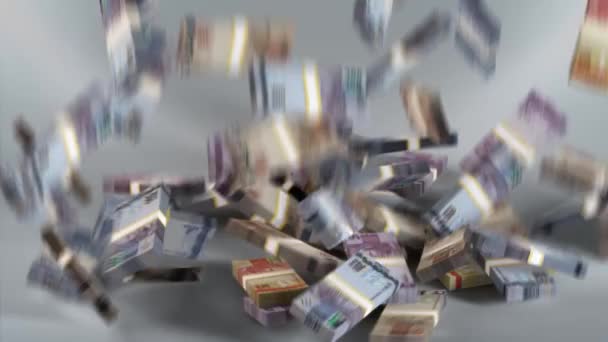 Brésil Argent - Real Stacked Money Falling - Monnaie brésilienne - 3D Render - Séquence, vidéo