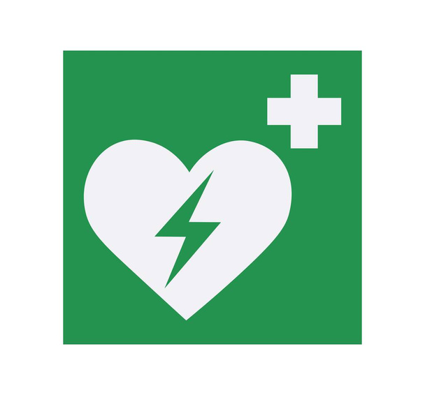 Izolovaný symbol externího defibrilátoru srdce. Vektorový ilustrátor. Vektorová ilustrace - Vektor, obrázek