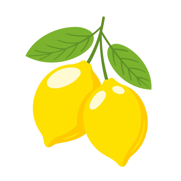 Yellow lemon isolated on white background. Flat style. Vector illustration - Vektör, Görsel