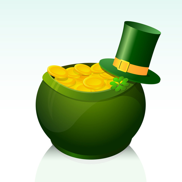 Golden Pot as symbol for St Patricks Day - Vector, Imagen