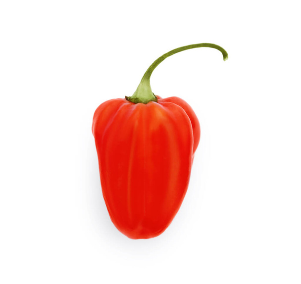 Fresh raw hot chili pepper isolated on white, top view - Foto, Bild