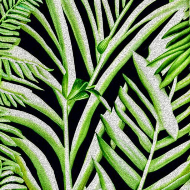 Olieverf. Afdrukbare botanische illustratie, stof patroon, voor gebruik in graphics. Bladeren - Foto, afbeelding