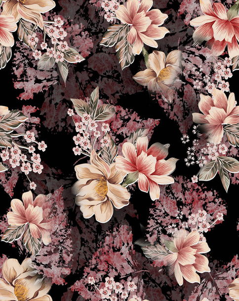 Textile digital design motif pattern decor hand made artwork mini bold theme, ground texture, abstract flowers, background effects - Fotografie, Obrázek