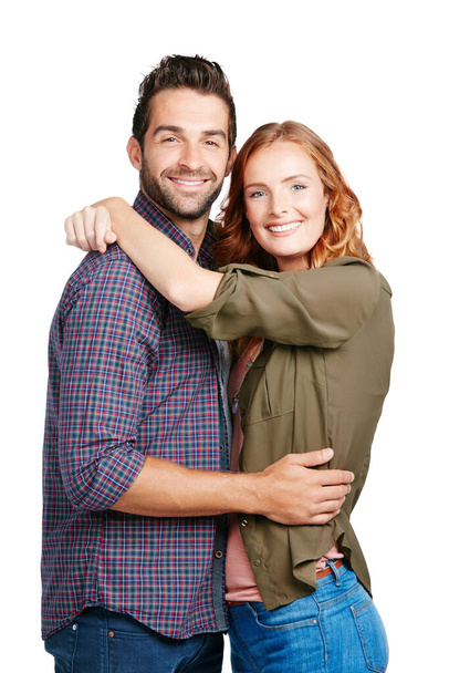 They are the cutest couple ever. a couple posing against a white background - Foto, Imagen