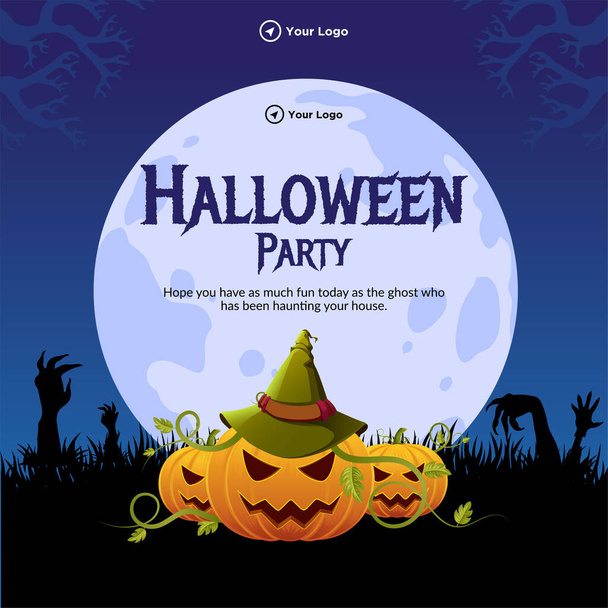 Banner design template of Happy Halloween. - Вектор, зображення
