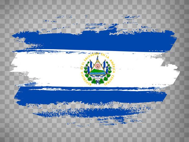 Bandeira de El Salvador, fundo pincel. Bandeira República de El Salvador em fundo transparente para o seu web site design, app. América Central. EPS10. - Vetor, Imagem