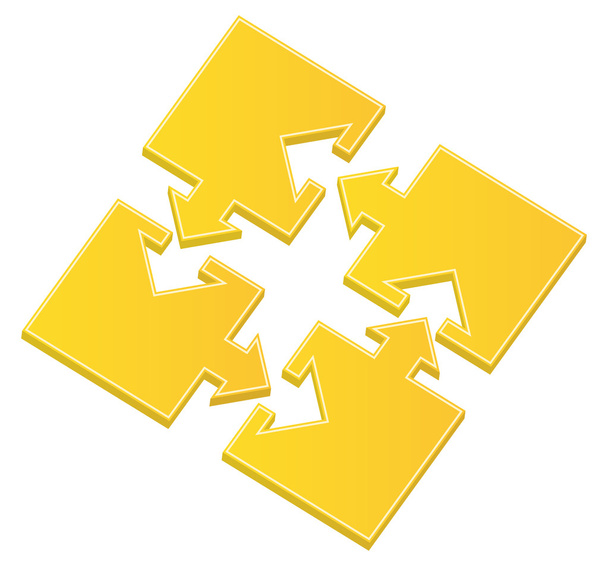 Vector yellow puzzle pieces with arrows - Διάνυσμα, εικόνα