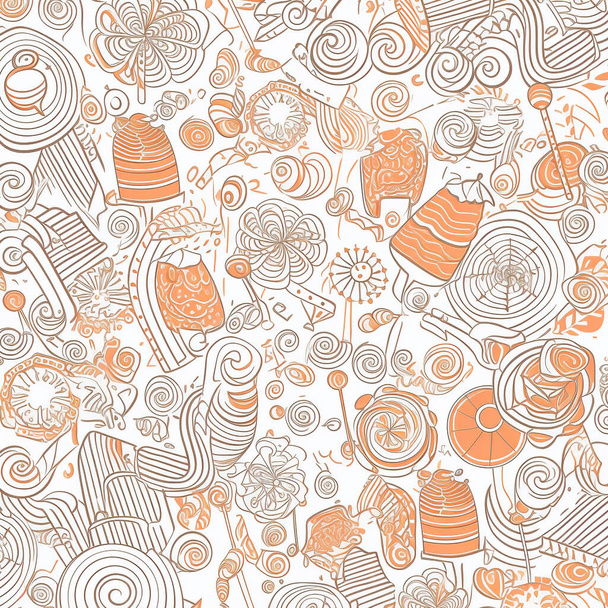 Illustration of candy patterns that are randomly arranged and mixed with different types. Candy in various colors and shapes. The illustrations use soft and pastel colors. - Fotó, kép