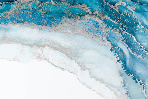 Marble ink abstract art from meticulous original painting abstract background . Painting was painted on high quality paper texture to create smooth marble background pattern of ombre alcohol ink . - 写真・画像