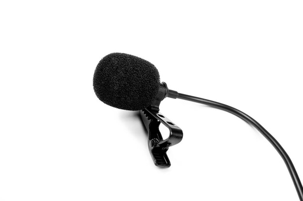 Lavalier microphone on white background - Foto, afbeelding