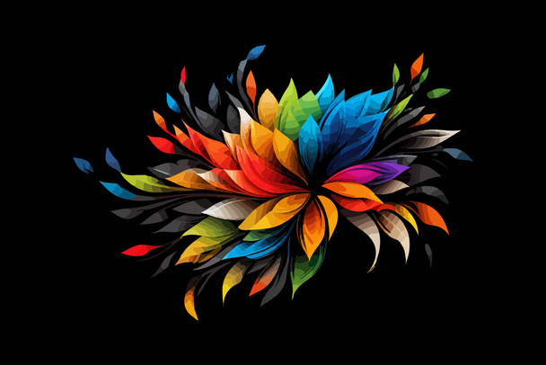 Abstract colorful rainbow flower on black background. Vector illustration desing. - Vektor, kép