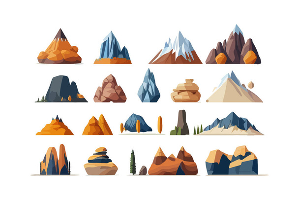 Különböző hegyek gyűjteménye. Vektoros illusztráció. - Vektor, kép