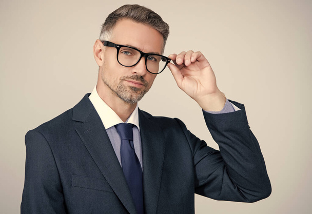 professional mature leader in formal business suit and spectacles. - Valokuva, kuva