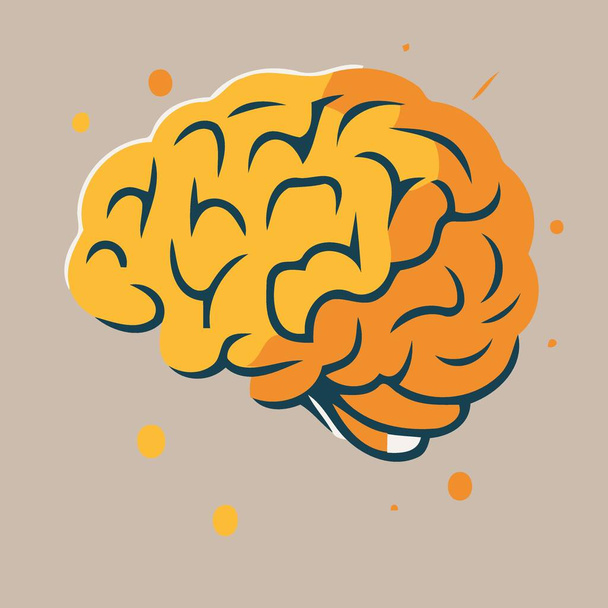 ilustração do vetor minimalista do logotipo do sistema nervoso cerebral humano - Vetor, Imagem
