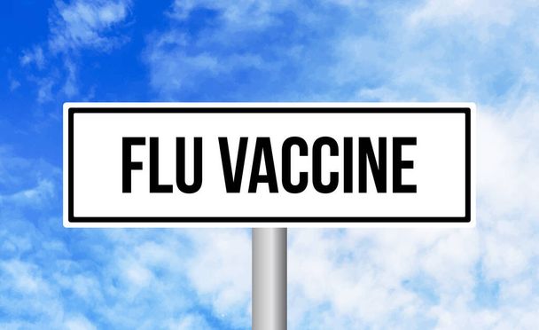 Vakcína proti chřipce silniční značka na pozadí oblohy - Fotografie, Obrázek