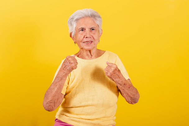 Old lady celebrating, partying and dildo, screaming yes. - 写真・画像