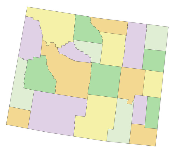 Wyoming - Mapa político altamente detallado y editable. - Vector, imagen