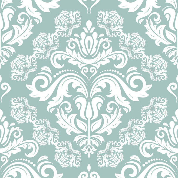 Classic seamless vector pattern. Damask orient light blue and white ornament. Classic vintage background. Orient pattern for fabric, wallpapers and packaging - Vector, afbeelding