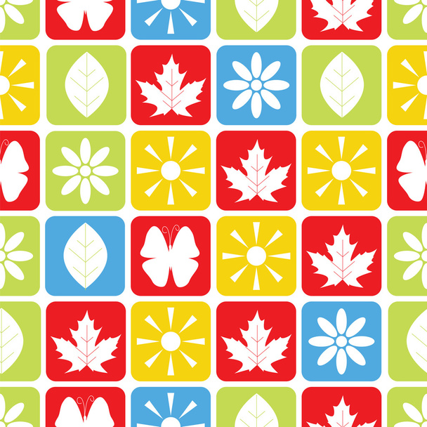 Abstract seamless pattern with butterflies and plants - Vector, Image