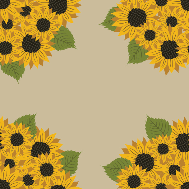 Vector picture with flowers sunflower - Vector, Imagen